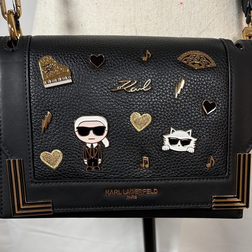 Karl Lagerfeld Black Embellished Crossbody Bag - Picture 3 of 10